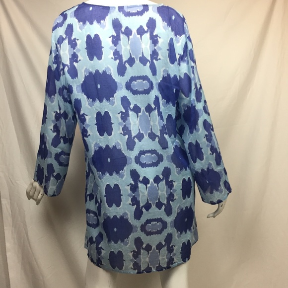 Blue Patterned Swim Coverup - Picture 3 of 6